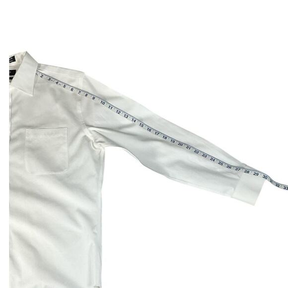 Nordstrom Trim Fit Royal Oxford Solid White Dress Button Down Wrinkle Free 32-33 - Picture 7 of 9